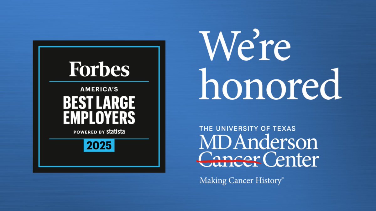 MD Anderson is proud to have been named by <a href="/Forbes/">Forbes</a> as one of America's Best Large Employers for 2025.  

See the list here: brnw.ch/21wQEdj #EndCancer