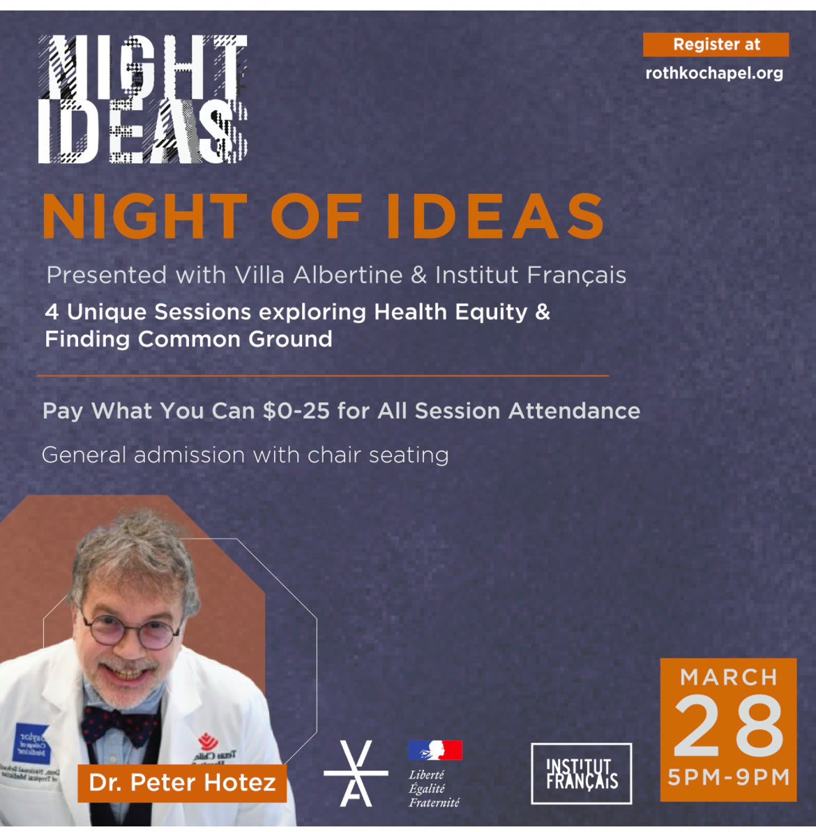 Prof Peter Hotez MD PhD (@peterhotez) on Twitter photo Excited to participate in a “Night of Ideas” <a href="/rothkochapel/">Rothko Chapel</a> with Institut Francais <a href="/TXMedCenter/">Texas Medical Center</a> <a href="/TMCOrchestra/">Texas Medical Center Orchestra</a>
HoustonTX March 28
rothkochapel.org/experience/eve… Excited to participate in a “Night of Ideas” <a href="/rothkochapel/">Rothko Chapel</a> with Institut Francais <a href="/TXMedCenter/">Texas Medical Center</a> <a href="/TMCOrchestra/">Texas Medical Center Orchestra</a>
HoustonTX March 28
rothkochapel.org/experience/eve…