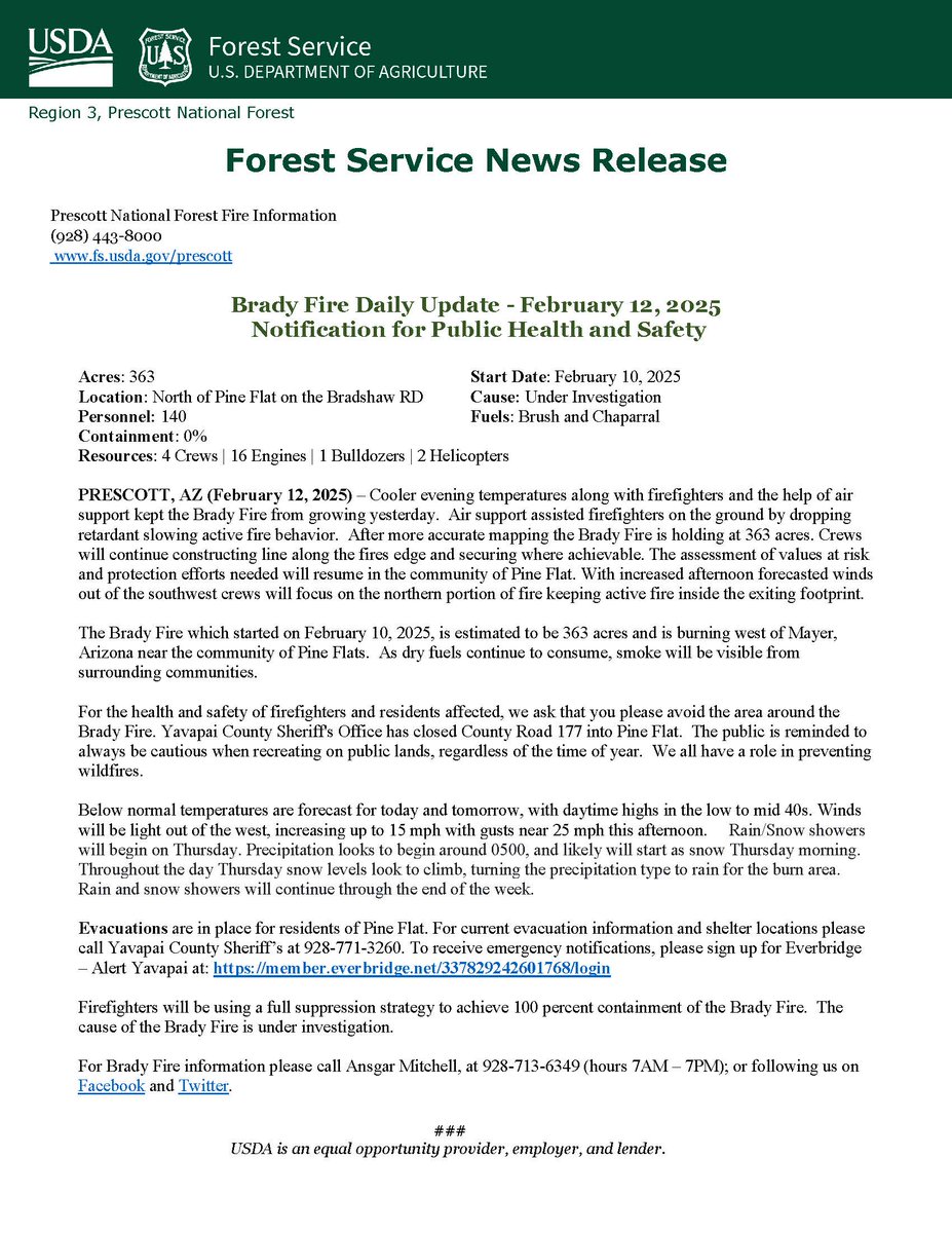 Brady Fire Update - February 12, 2025: fs.usda.gov/detail/prescot…