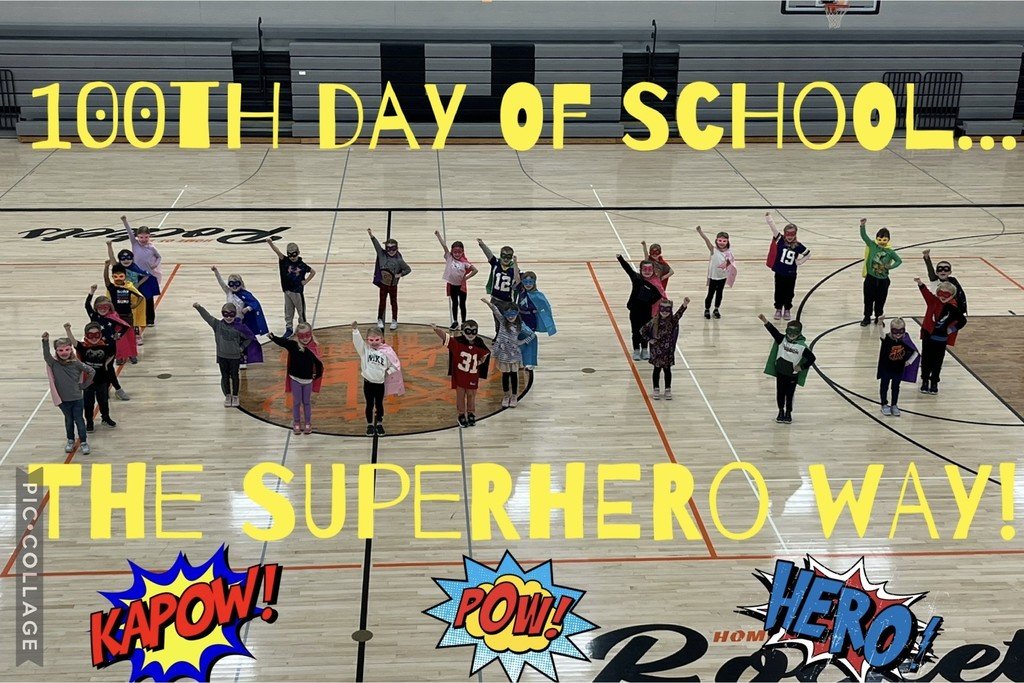 Kindergarten class celebrating the 100th day of class, the Superhero Way!!!!