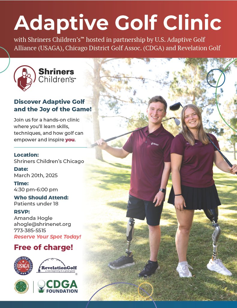 We are excited to partner with @shrinershospitals @cdgagolf &amp; @revelationgolf for an adaptive golf clinic near our home base in Chicago next month! #shrinerschildren #adaptivegolf #golf #makegolfyourthing #adaptivesports #usaga #charity #GolfForAll