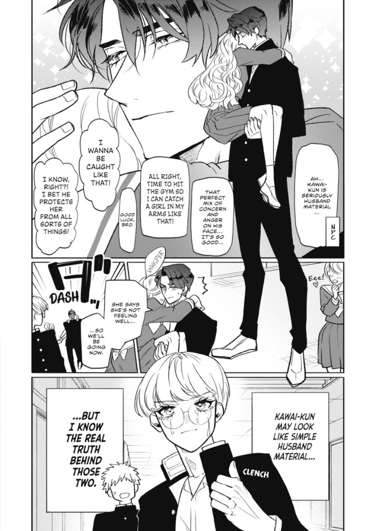 Kawai's classmates call him a スパダリ (supadari), which is short for "super darling", a term that generally means the "ideal man/boyfriend/husband". I opted to use "husband material" (used interchangeably with "hubby") as my TL of choice!