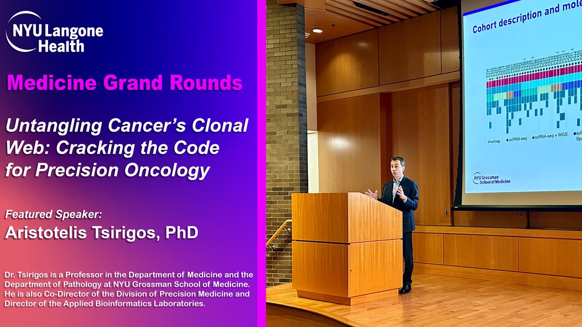 NYU Department of Medicine (@nyulh_deptofmed) on Twitter photo At Med #GrandRounds today <a href="/nyugrossman/">NYU Grossman School of Medicine</a>, Aristotelis Tsirigos, PhD (<a href="/artsinyc/">Aristotelis Tsirigos</a>) gave an outstanding talk on how single-cell RNA sequencing can be leveraged to map tumor heterogeneity and guide therapeutic strategies in the future.
Key Takeaways:
▶️ Single-cell RNA-seq in PDAC At Med #GrandRounds today <a href="/nyugrossman/">NYU Grossman School of Medicine</a>, Aristotelis Tsirigos, PhD (<a href="/artsinyc/">Aristotelis Tsirigos</a>) gave an outstanding talk on how single-cell RNA sequencing can be leveraged to map tumor heterogeneity and guide therapeutic strategies in the future.
Key Takeaways:
▶️ Single-cell RNA-seq in PDAC