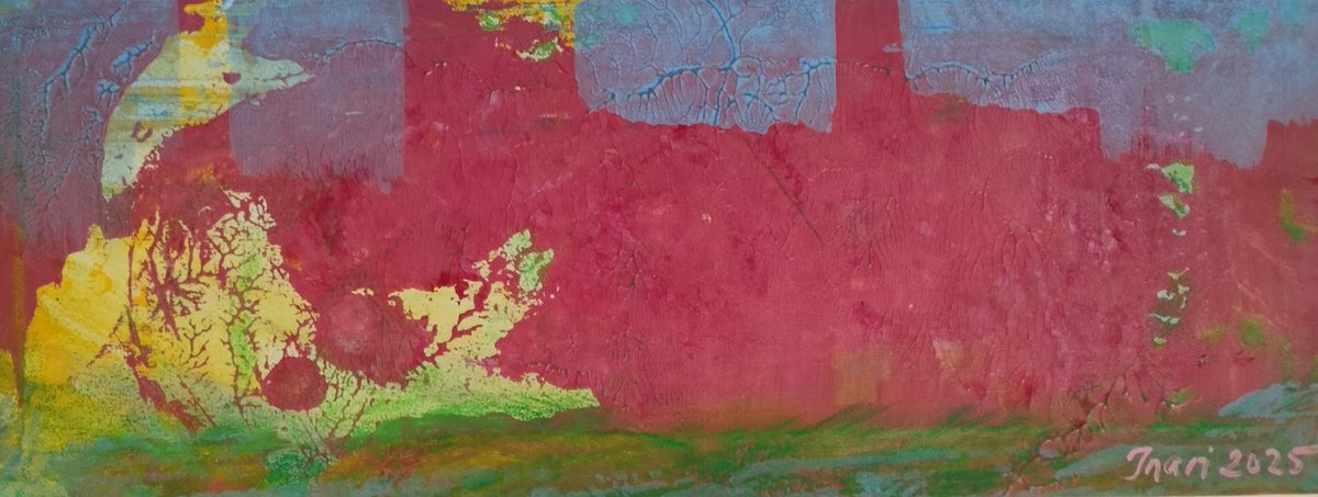 inarimetsaa's tweet image. Piti laittaa tää instaan, muttei se hyväksy kuvaa, vaikka pienensin jne. 
Maan ääressä.
Akryyli kankaalle, 20 x 53 cm.
#availableArt