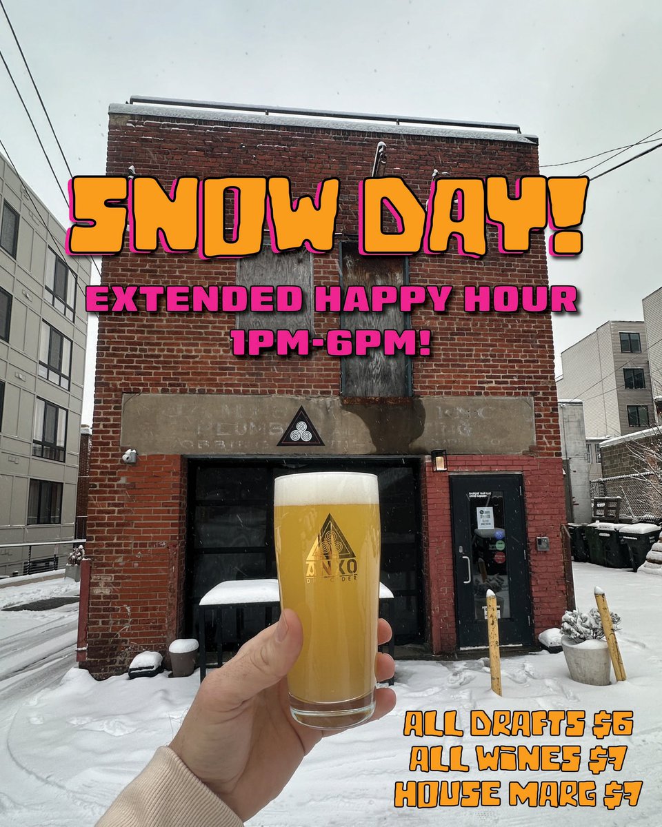We’re open early today with extended Happy Hour from 1pm-6pm!  Come hang!