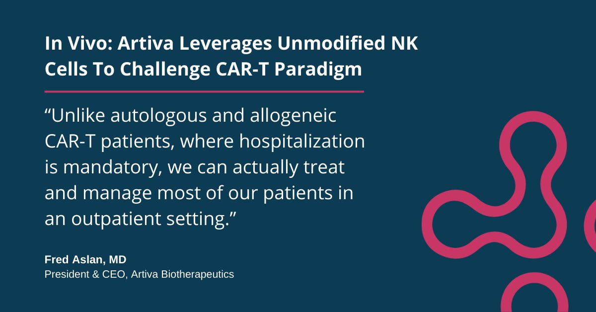 .<a href="/INVIVOnow/">In Vivo, Citeline Commercial</a> highlights how Artiva is leveraging our #AlloNK platform to challenge the CAR-T paradigm. @DavidWild77 shares how our approach to #NKcells could make cell therapy more accessible to patients with #autoimmunedisease.

insights.citeline.com/in-vivo/innova…