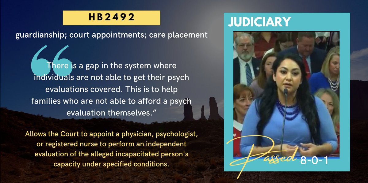 AZHouseDems's tweet photo. Rep. @consueloforaz's #HB2492 just passed the Judiciary Committee. Hernandez works on reforming parts of guardianship policies to help families. #azleg https://t.co/q7jUpBYpPw