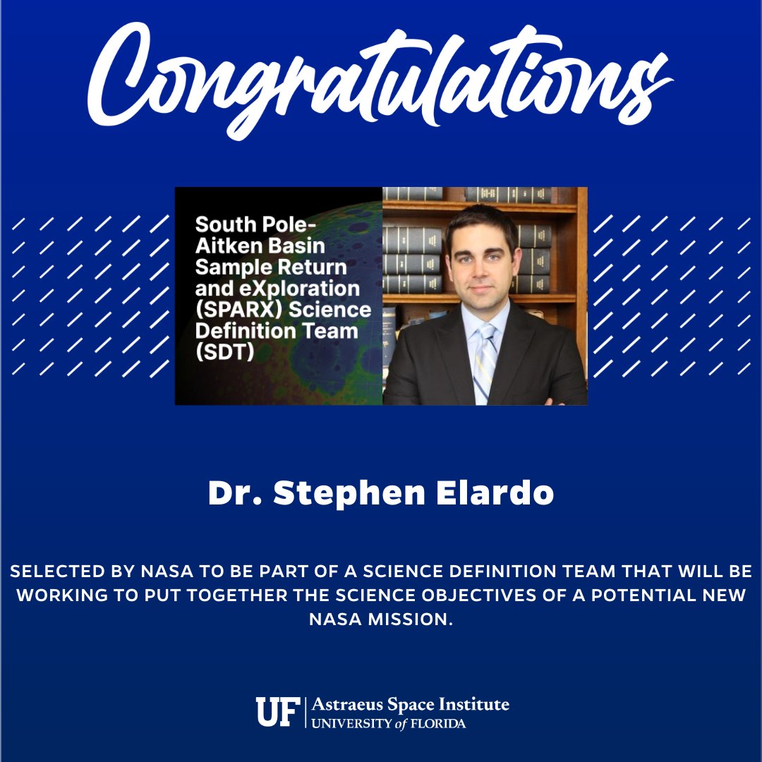 UF Astraeus Space Institute (@ufastraeus) on Twitter photo Dr. Stephen Elardo has been selected by <a href="/NASA/">NASA</a> for a science team to help define objectives for a Moon mission to the South Pole Aitken Basin!🌑
Congrats, Dr. Elardo!
<a href="/UFGeology/">UF Geology</a>
<a href="/UFNews/">University of Florida News</a>
<a href="/UF_CLAS/">UF College of Liberal Arts and Sciences</a>
#UF #NASA #MoonMission #SpaceExploration Dr. Stephen Elardo has been selected by <a href="/NASA/">NASA</a> for a science team to help define objectives for a Moon mission to the South Pole Aitken Basin!🌑
Congrats, Dr. Elardo!
<a href="/UFGeology/">UF Geology</a>
<a href="/UFNews/">University of Florida News</a>
<a href="/UF_CLAS/">UF College of Liberal Arts and Sciences</a>
#UF #NASA #MoonMission #SpaceExploration