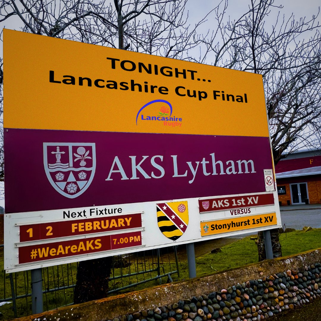 🚨Tonight🚨
⏱️7pm Kick Off
📍Fylde Rugby Club
🏉 AKS v Stonyhurst - Lancashire Cup Final

See you there 🏆