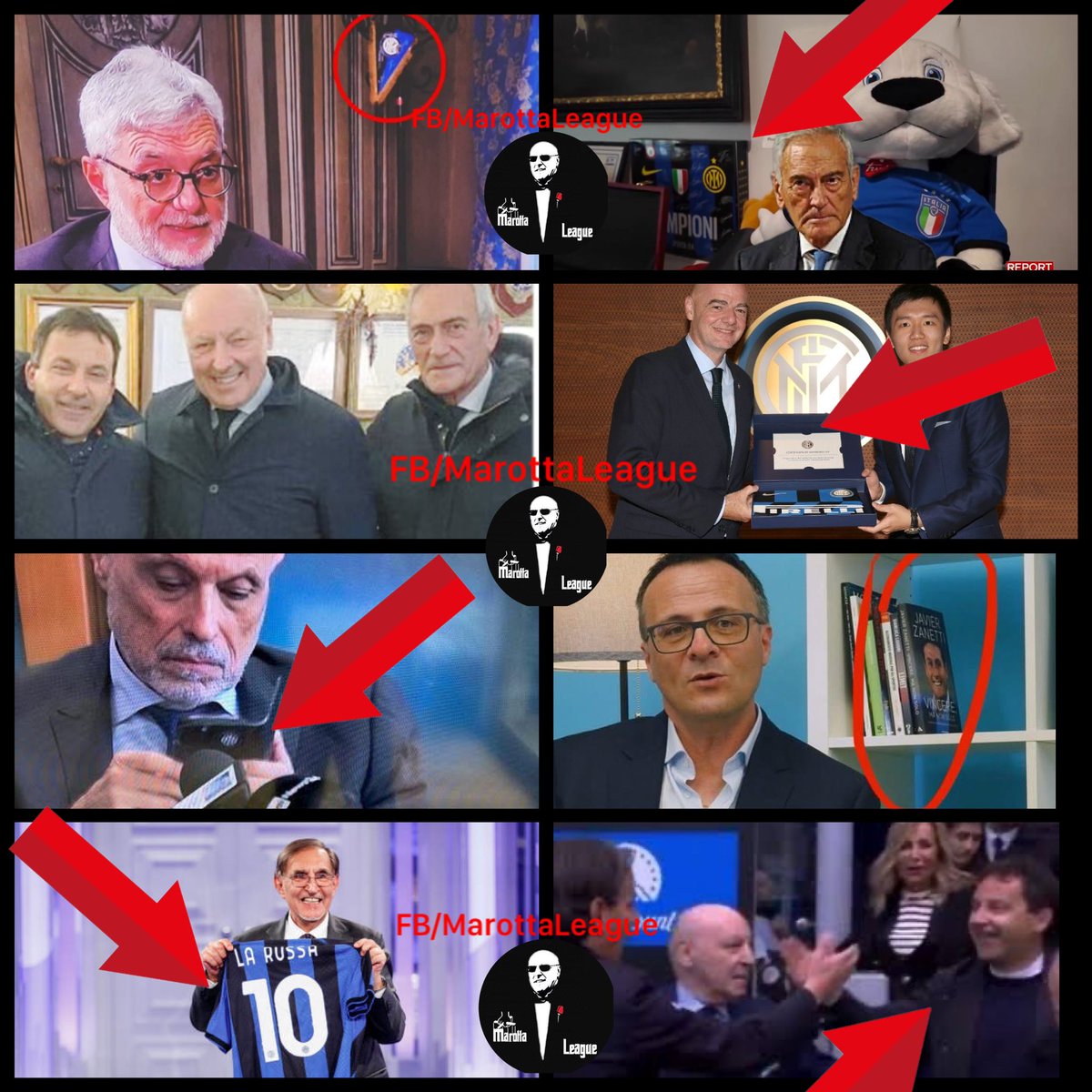 Questa gente qui mette in mostra volutamente lo stemma dell'Inter come se volessero ostentare del fatto che sono lì,nelle posizioni che contano.un messaggio ma$$onic0,come per dire,noi ci siamo.È una sfilza di persone di potere messe in ogni posizione importante delle istituzioni