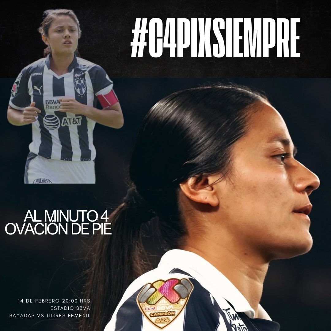 _judithubaldo7's tweet photo. Hagamos que nuestra C4pitana sienta todo nuestro cariño y respeto.
Al minuto 4 de este #clasicoregiofemenil, hagamos un minuto de aplausos, con el “Oe, Oe, Oe, Oe, Capi, Capi” 

#C4piXSiempre #BernalistaXSiempre #Rayadas #EternaC4pitana https://t.co/JNwOw4SdJ2