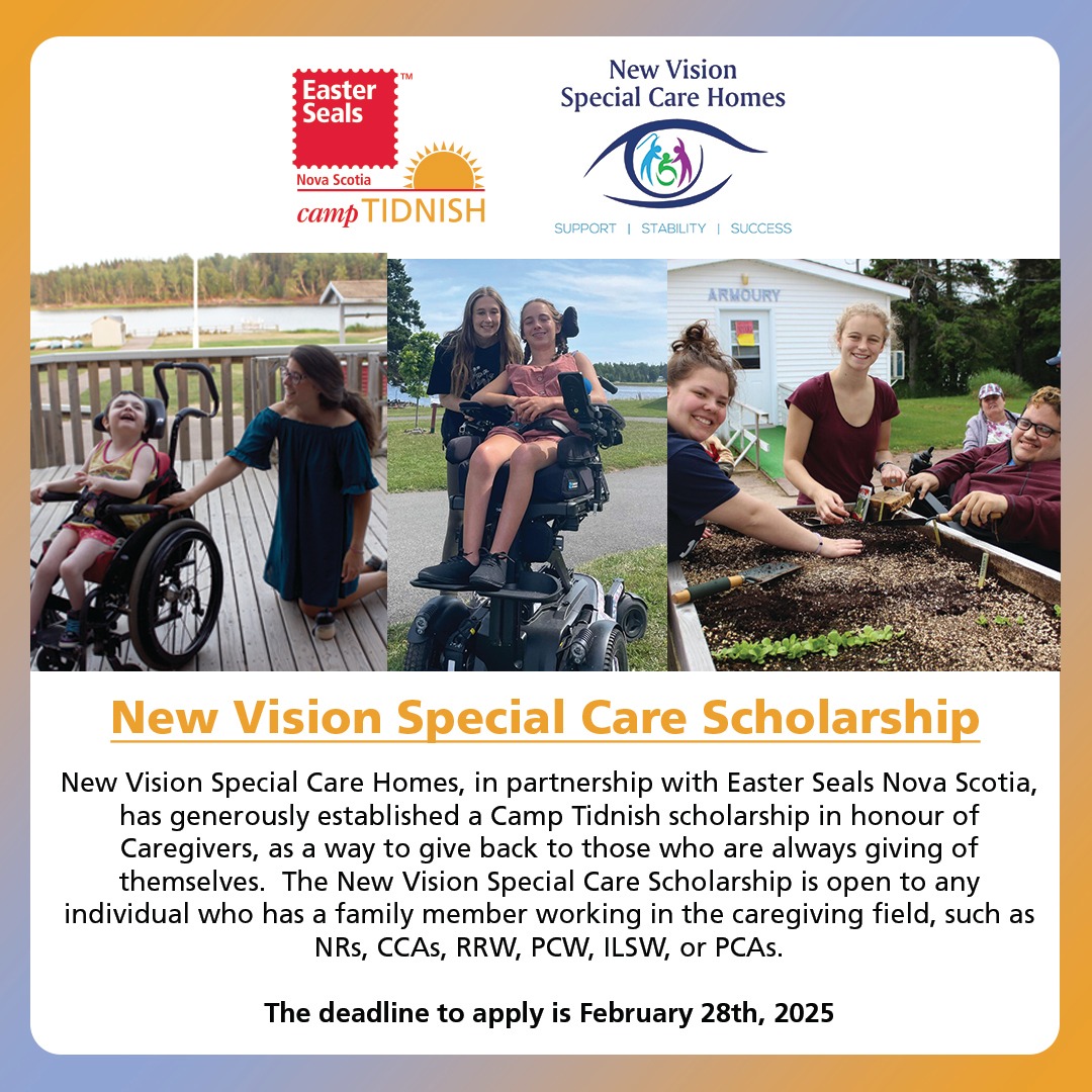 Applications for all Camp Tidnish Scholarships are now open! 

For more information on Camp Scholarships and how to apply visit easterseals.ns.ca/scholarships

The deadline for all applications is Friday, February 28th.