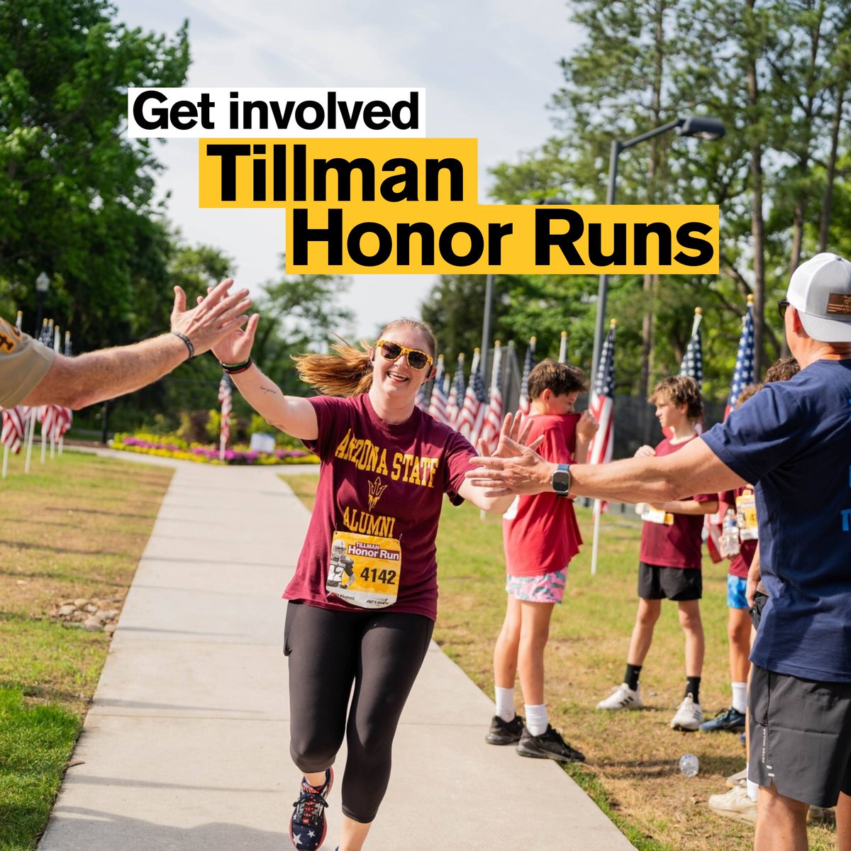 ASU_Alumni's tweet photo. The Tillman Honor Runs are almost here! 🏃‍♀️ Want to make a difference? Here's how:

👟 Participate: Find a local run!
🤝 Sponsor: Reach out at tillmanhonorruns@asu.edu
💫 Volunteer: Help out!

To get involved in any of these ways, visit: https://t.co/db0iqG67ow 🔱 https://t.co/plLlxQ0qhZ