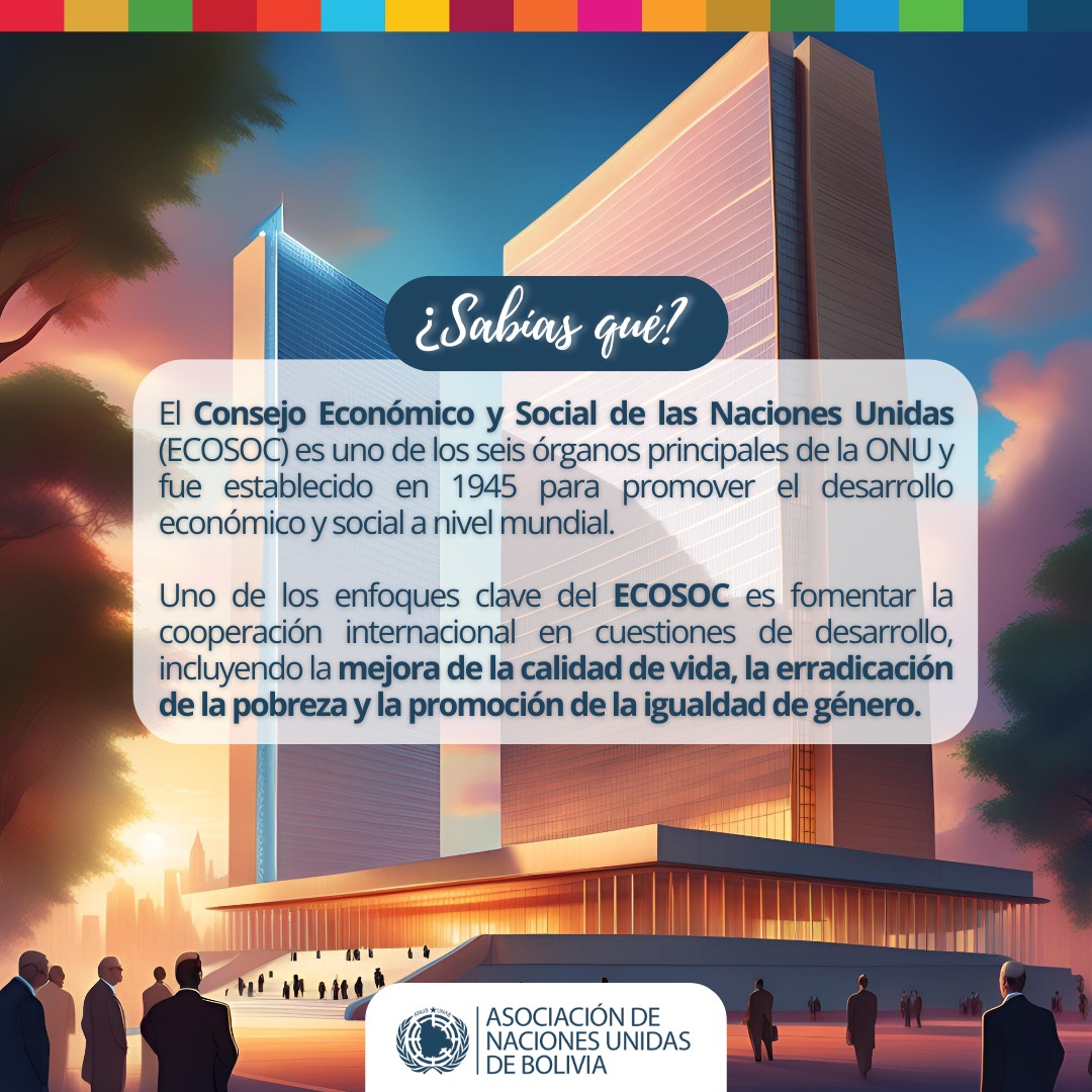 ANUBolivia's tweet photo. 🤝 Nuestra voz en el ECOSOC: La Federación Mundial de Asociaciones de Naciones Unidas (WFUNA), de la cual la Asociación de Naciones Unidas de Bolivia (ANUB) es miembro permanente, tiene estatus consultivo en el ECOSOC. 

#ECOSOC #ONU #WFUNA #ANUB #DesarrolloSostenible #juventud https://t.co/QOEKtde155