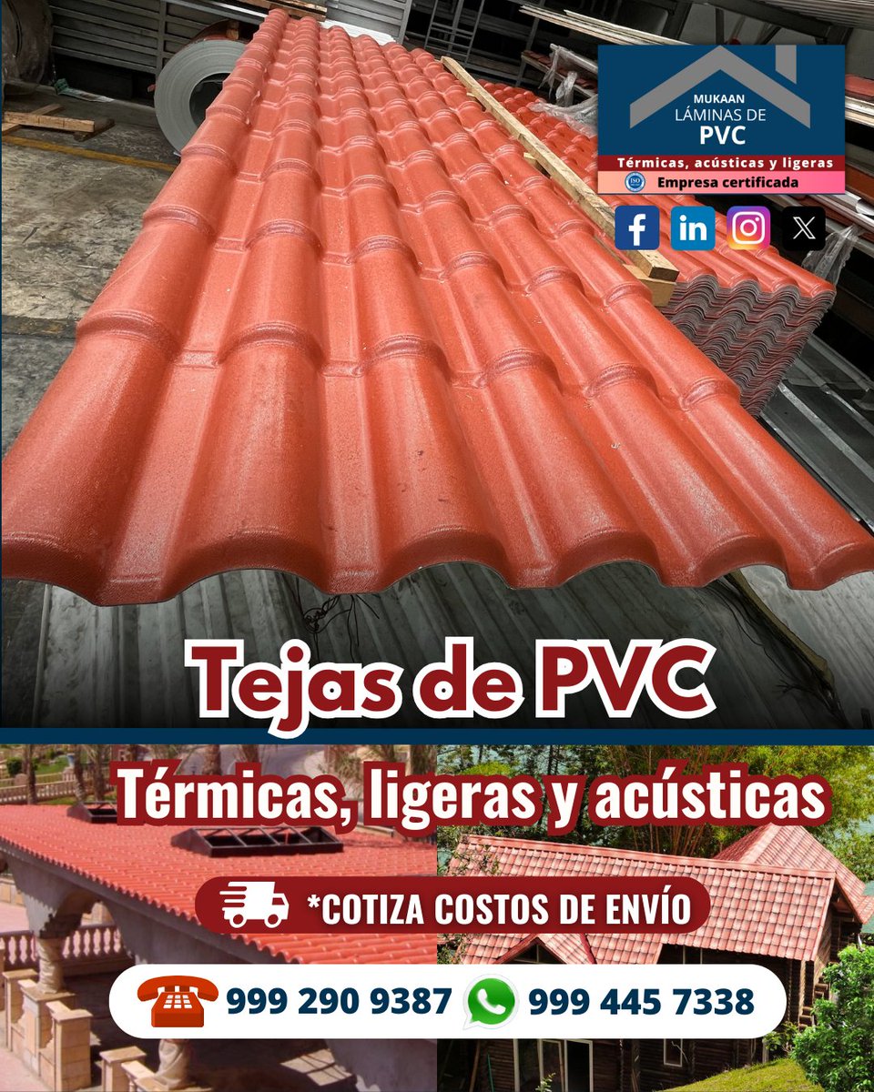 laminasdepvc's tweet photo. Estamos aquí para ayudarte en lo que necesites ¡Contáctanos!
☎999 290 9387 📱999 243 6839
📍 Calle 35 no 271-D x 16 y 16-A Col. Santa María, Mérida, Yucatán, México, 97138.
🕛 Lunes a Viernes 8:00 am a 6:00 pm y Sábados 8:00 am a 2:00 pm.
#TejaPVC #LaminasdePVC #Construccion https://t.co/K6tNwhaJEd