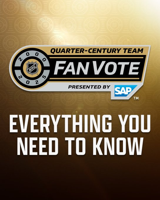 NHL Quarter Century Team Fan Vote presented by SAP logo above text that reads, "Everything you need to know". 