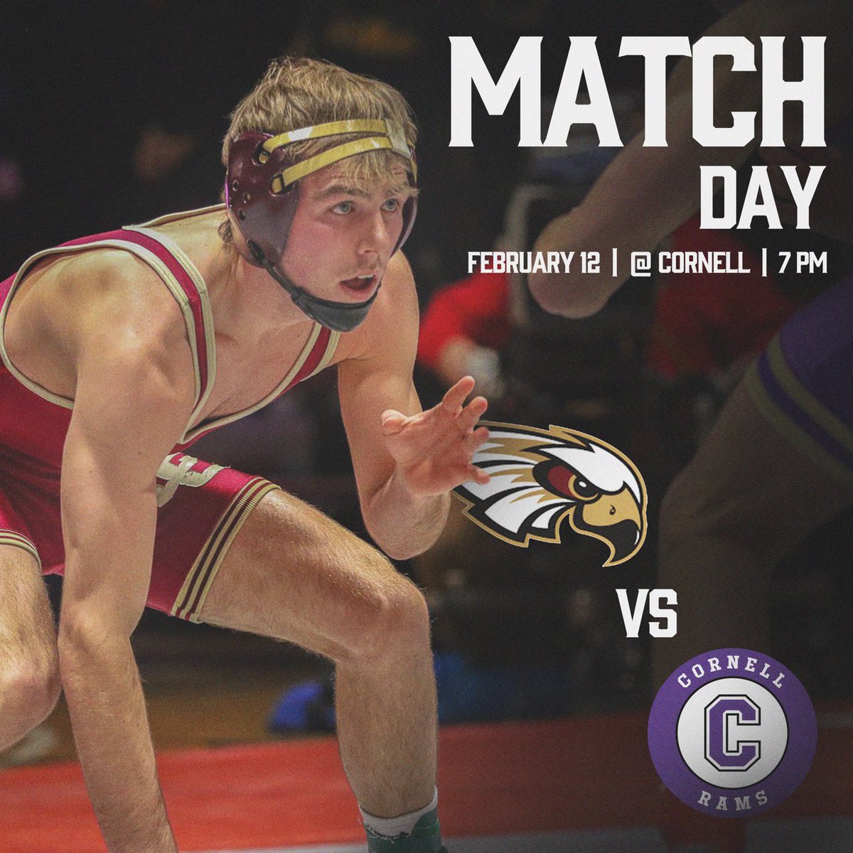 𝐌𝐀𝐓𝐂𝐇 𝐃𝐀𝐘!

Tonight’s dual is still on!

📍Mt. Vernon, IA
🏟️ Cornell College
⏰ 7:00 PM
🆚 Cornell Rams
🏆 Bremner Cup

#bleedcrimsonwingold
#kohawktough