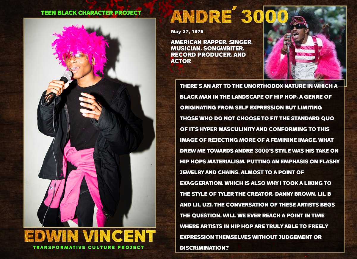In celebration of #BlackHistoryMonth, our youths worked on a photography project where they dressed as Black figures who inspire them.

Today, we're showcasing TCP youth Edwin Vincent, as he channels the spirit of André 3000 and shares what drew him to his style.