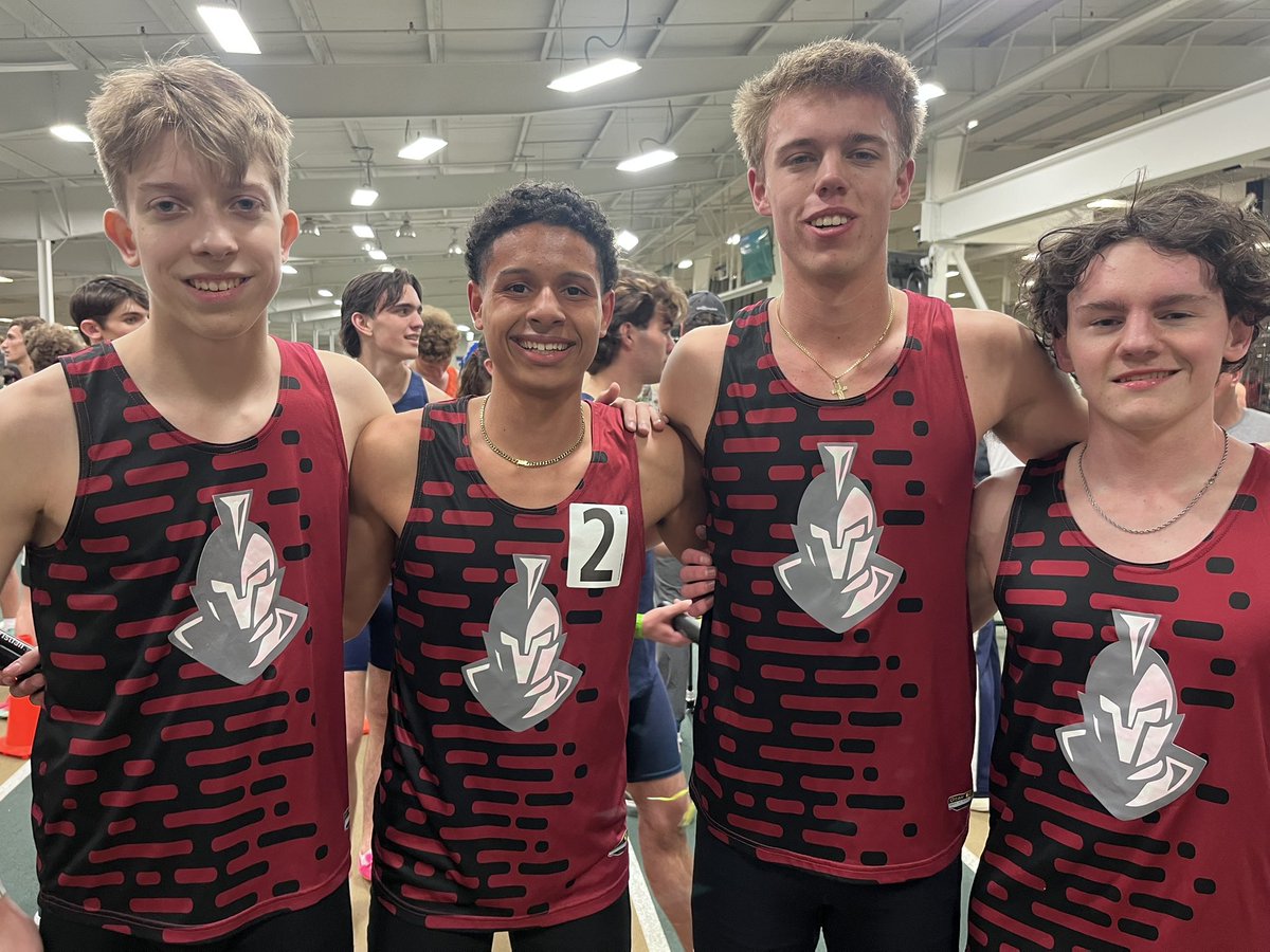 MCASportsUpdate's tweet photo. Congratulations to Will Campbell, Josh Koos, Jude Rutherford and Tyler McClure for winning the Division I state indoor 4x800 relay title &amp; earning all-state at the NCRunners Independent Schools Indoor T&amp;F Championships in Winston-Salem
@SCSportsReport @charlottepreps https://t.co/389tZCvBOE