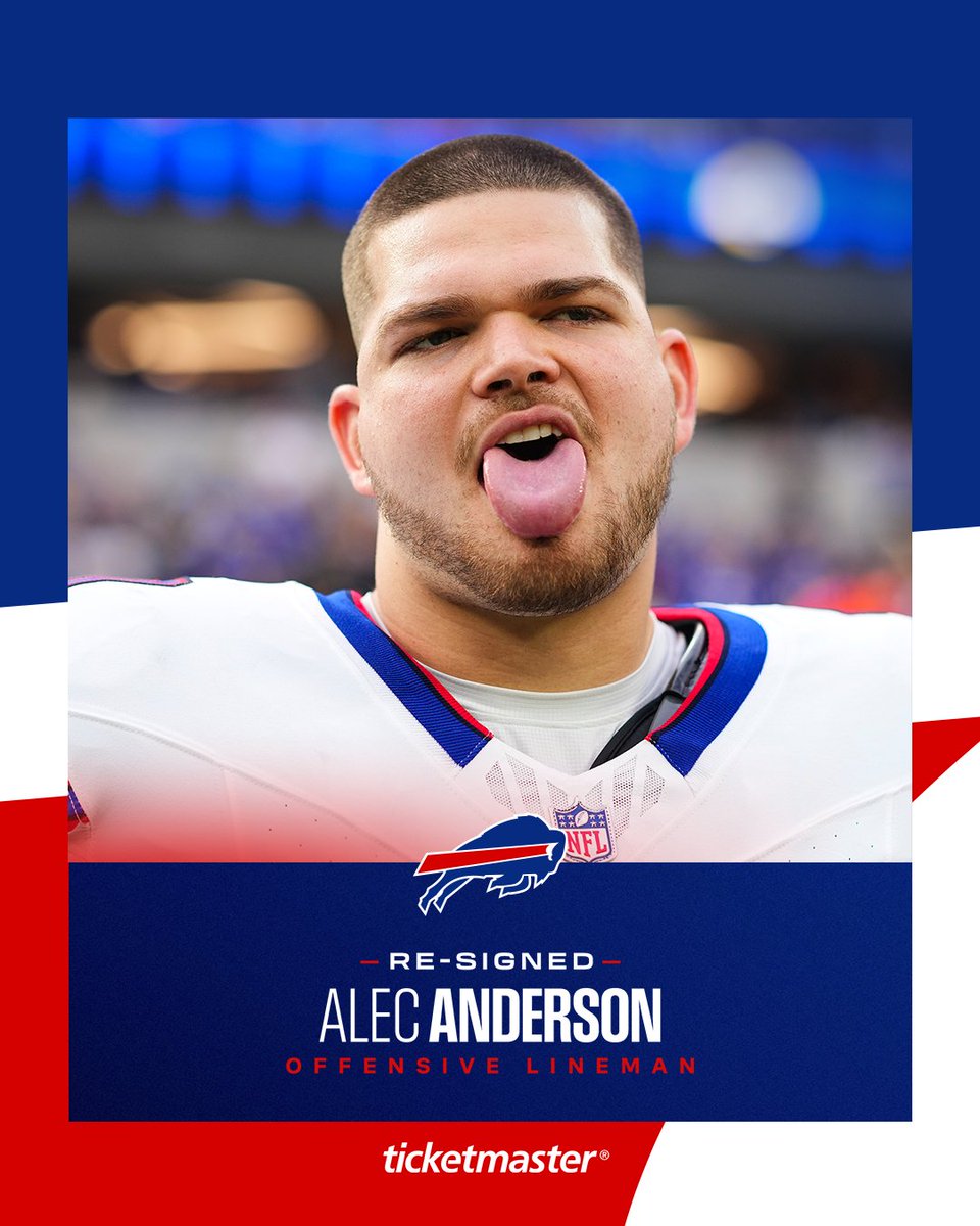 BuffaloBills's tweet photo. He’s back!

We’ve re-signed OL Alec Anderson to a one-year contract: https://t.co/RZrz1dAaMB https://t.co/5Lf3slIBPi