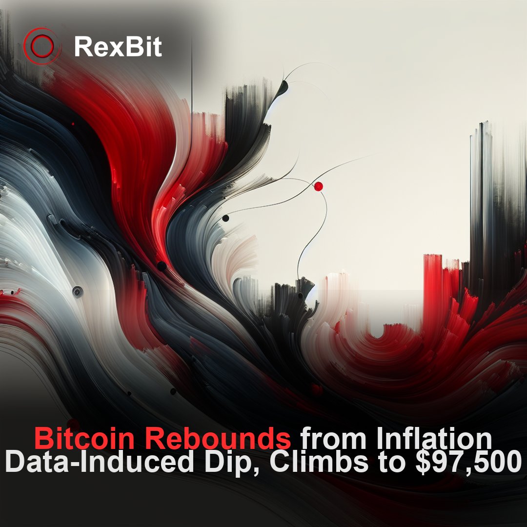 rexbit_exchange's tweet image. BTC bounces back from CPI tumble, rallying to $97.5k! 📈🚀 Bears taking profits or bull run on horizon? 🐻💸🐂 #Bitcoin #CryptoFOMO #ToTheMoon