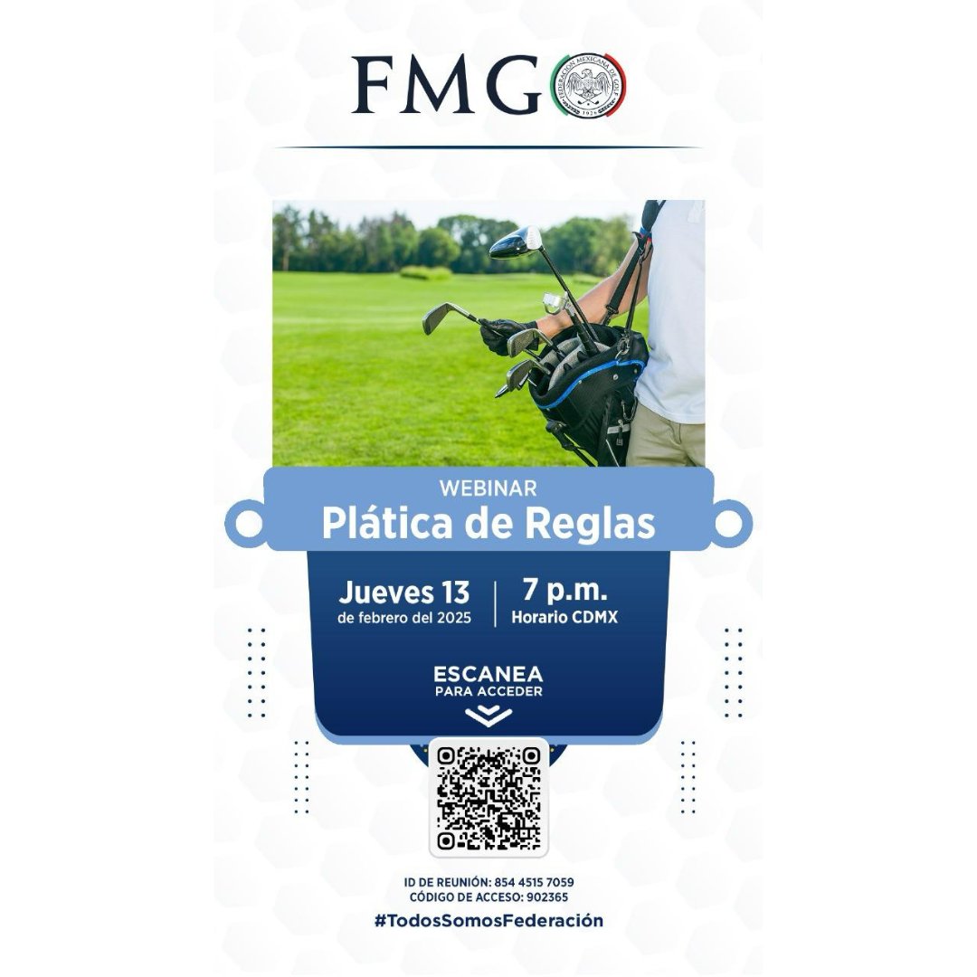 #AGVM ¡No te lo pierdas! Plática de Reglas, jueves 13 de febrero a las 7:00 pm, horario de la CDMX.⛳🏌️‍♂️