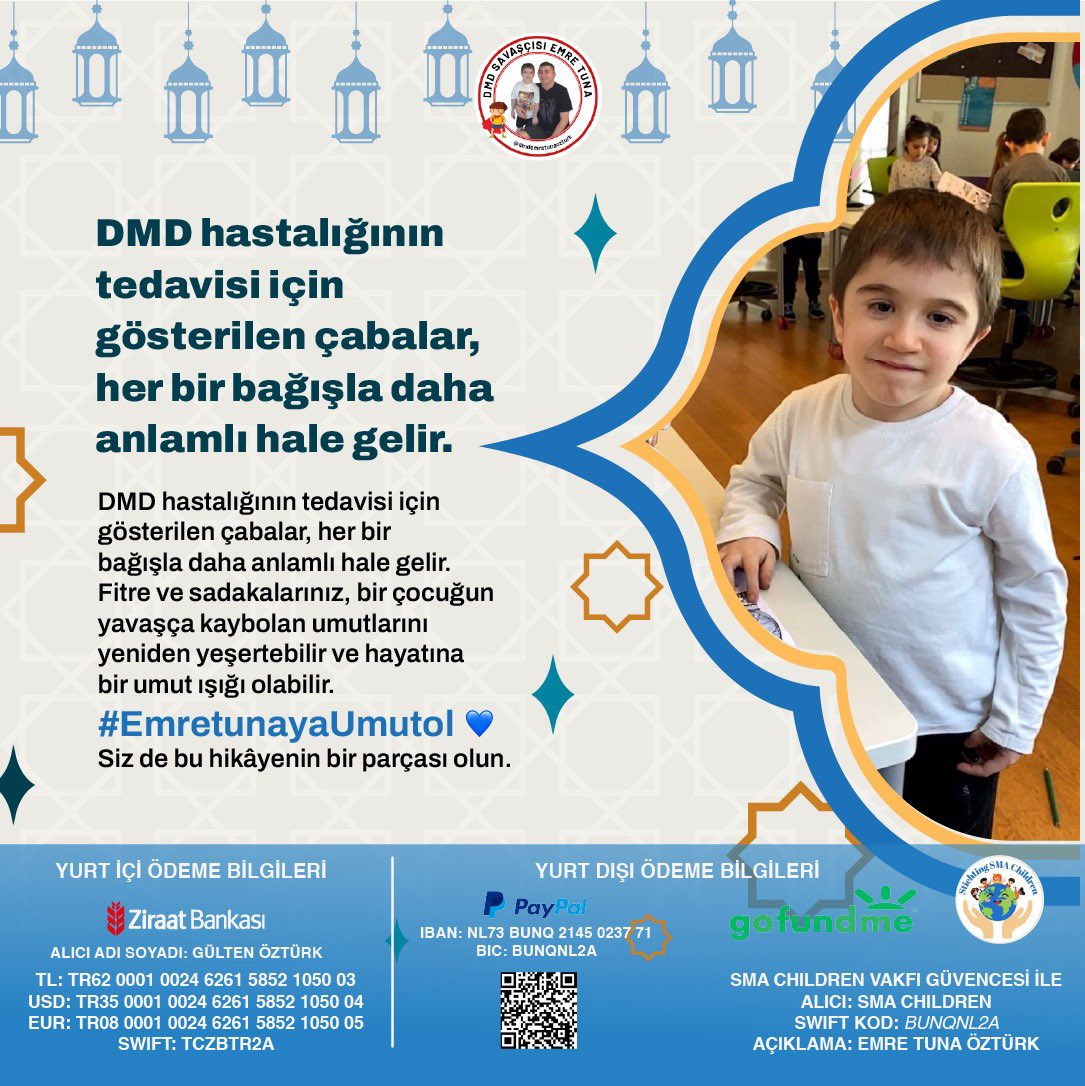 Emre küçük yaşlarda DMD (Duchenne Musküler Distrofi) hastalığına yakalanan çocuklardan bir tanesi. Bu hastalık küçük yaşlarda tedavi edilirse hayatına devam edip gençliğini gören pek çok çocuk bulunmakta. Ancak tedavi olması için zamanımız kısa. Emre Tuna’nın yaşam mücadelesinde
