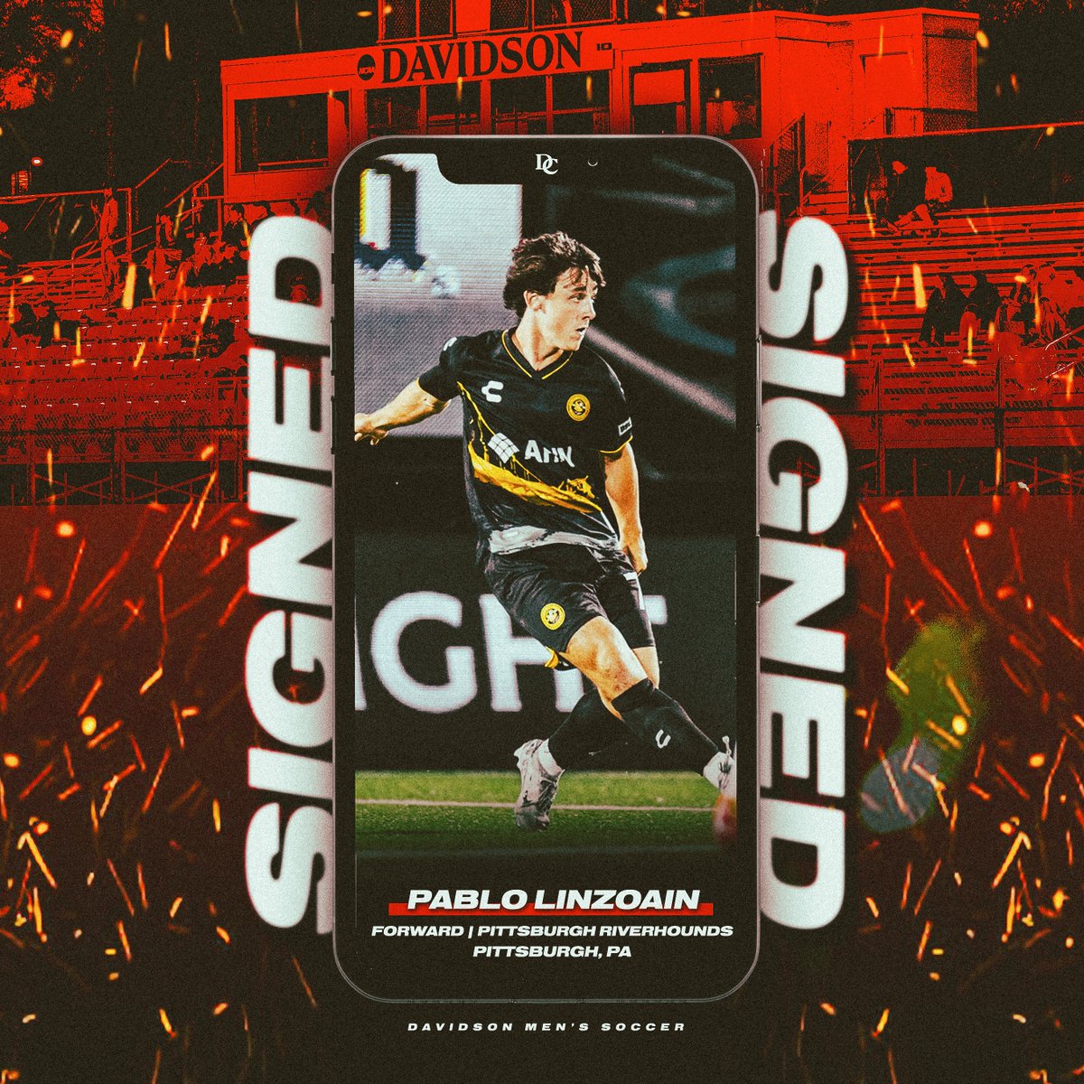 𝐒𝐈𝐆𝐍𝐄𝐃. ✍️

Please help us welcome incoming freshman, 𝙋𝙖𝙗𝙡𝙤 𝙇𝙞𝙣𝙯𝙤𝙖𝙞𝙣, to Davidson!

Pablo is a winger from the Pittsburgh area and played club with Pittsburgh Riverhounds SC ⚽️

#DCUnited