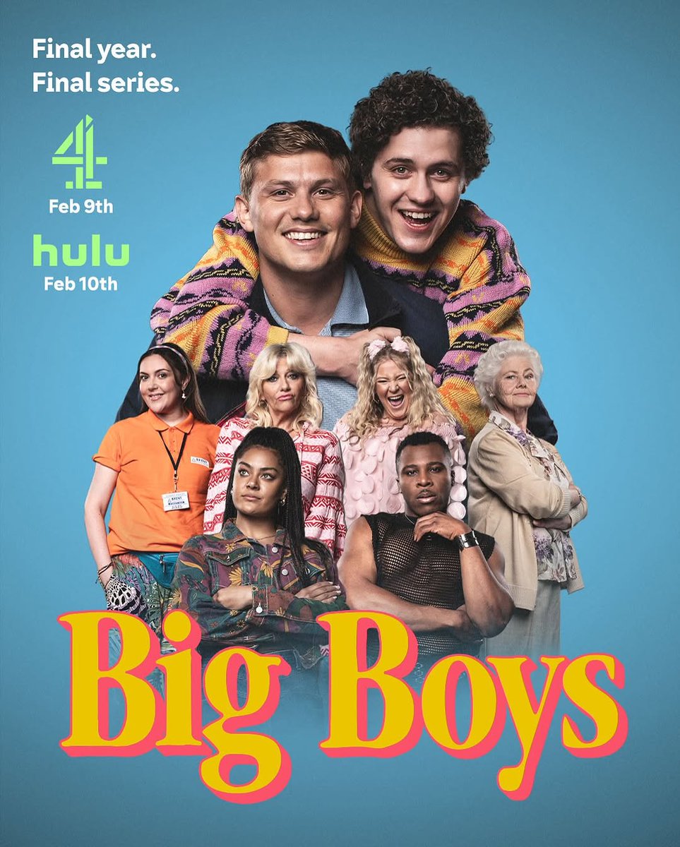 Final year, final series. Series 3 of BIG BOYS is OUT NOW on @channel4 and tomorrow on <a href="/hulu/">Hulu</a>. An amazing job by the entire BIG BOYS team.

Starring Dylan Llewelyn, Jon Pointing, Camille Coduri, Izuka Hoyle, Olisa Odell, Katy Wix and Harriet Webb. Written by Jack Rooke.