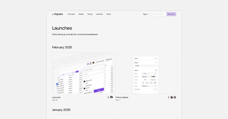 Equals.com/launches just landed. Browse our new changelog on our website: find your favorite features and figure out who worked on them.