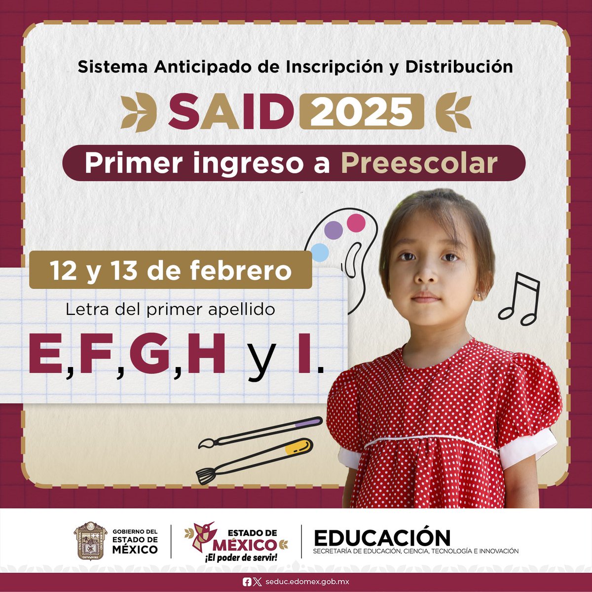 SeducEdoMex's tweet photo. ✒️ Te recordamos que continúan las preinscripciones para primer ingreso a #Preescolar a través del #SAID2025 ¡Garantiza un lugar para tus hijos o hijas en escuelas públicas del #EdoMéx.
Ingresa ➡️  https://t.co/yWZCeHGXGX https://t.co/zSceMbkM7j