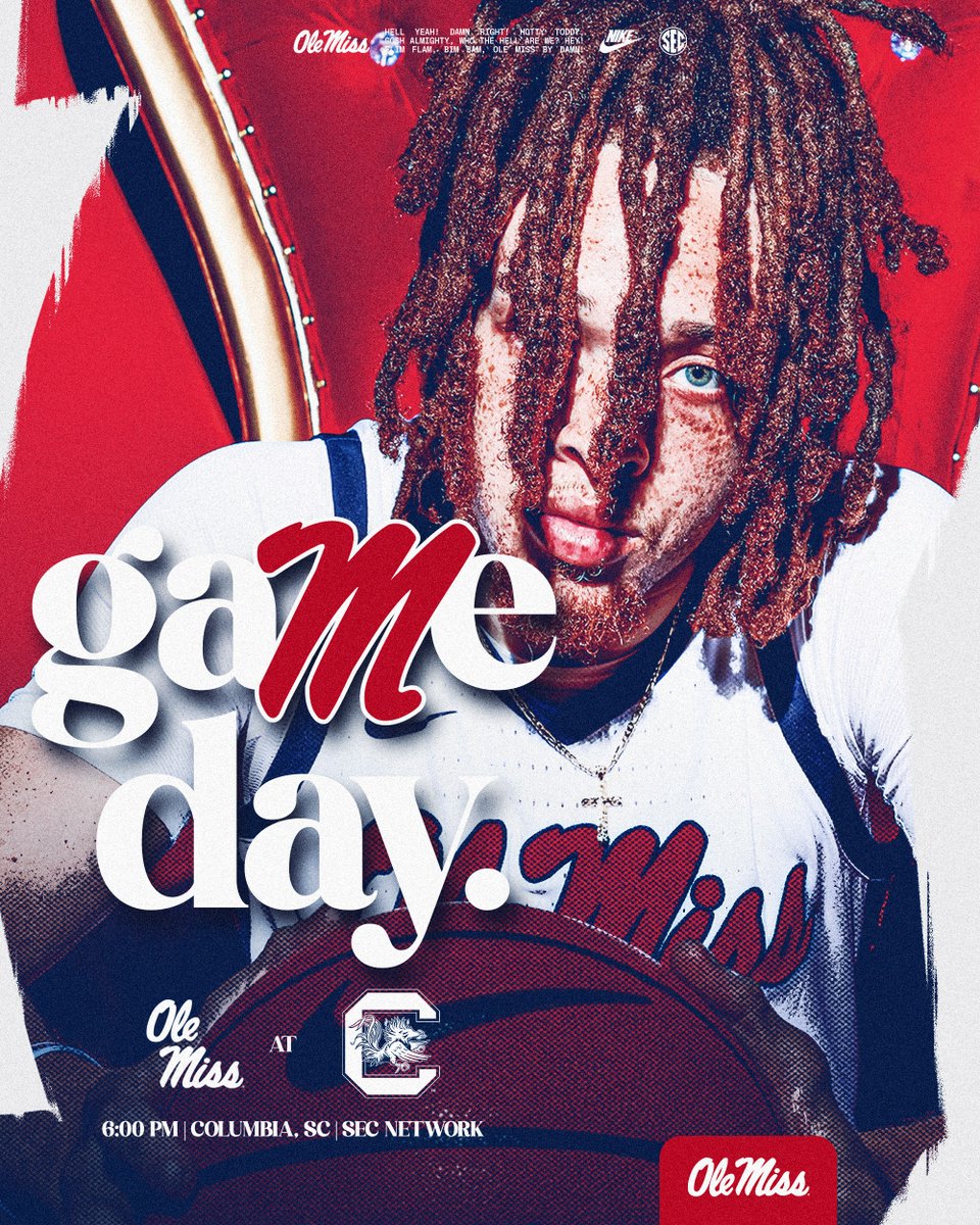 𝟎𝟐.𝟏𝟐.𝟐𝟓 | 𝐆𝐀𝐌𝐄 𝟐𝟓
No. 19 Ole Miss at South Carolina

rebs.us/4aYtIyy x #HottyToddy