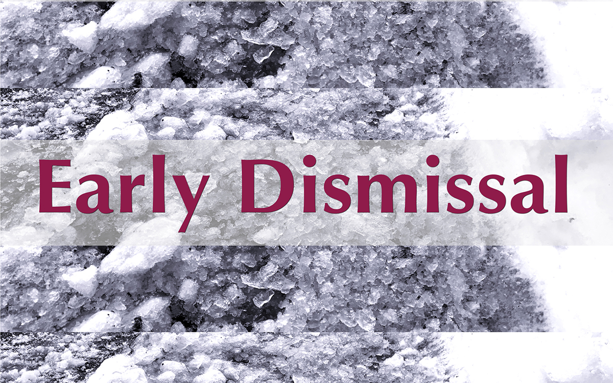 Today, Feb. 12, SCASD schools will dismiss one hour early because of forecasted snowy conditions for the rest of the day. All afterschool activities &amp; CEEL are cancelled. Dismissal times are as follows:

Elementary schools dismiss at 2 p.m.
Secondary schools dismiss at 2:40 p.m.