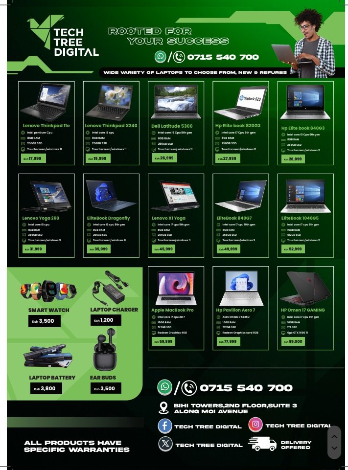 hoccusnopurse's tweet photo. My younger brother Mike has opened a laptop and accessories shop in Town. 
The shop is called Tech Tree Digital in Bihi Towers, 2nd Floor, Suite 3

I am hoping to get him clients from this TL, so please retweet and share https://t.co/wQjay8h67P