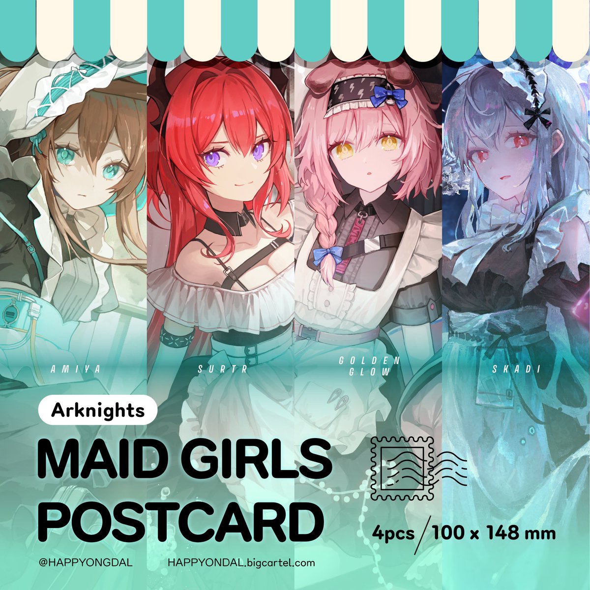 🔻NEW POSTCARD SET on shop!! 

Arknights maid girls
~ Amiya / Surtr / Goldenglow / Skadi ~

🔻LINK BELOW