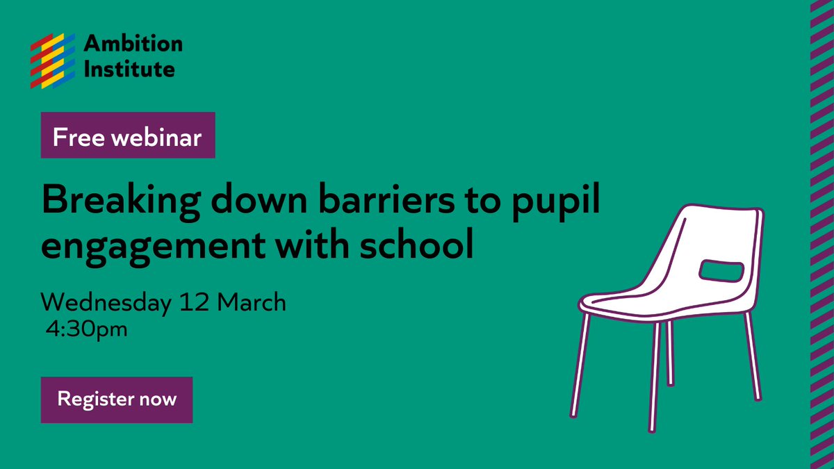 Ambition Institute (@ambition_inst) on Twitter photo πββοΈ Are you looking to improve pupil motivation? Youβre not alone.
π¨οΈ Join our free webinar to hear our expert panel discuss the latest theory and offer practical insights you can implement in your school.
π Wednesday 12 March
Register on our website β‘οΈ www2.ambition.org.uk/webinarsignup πββοΈ Are you looking to improve pupil motivation? Youβre not alone.
π¨οΈ Join our free webinar to hear our expert panel discuss the latest theory and offer practical insights you can implement in your school.
π Wednesday 12 March
Register on our website β‘οΈ www2.ambition.org.uk/webinarsignup