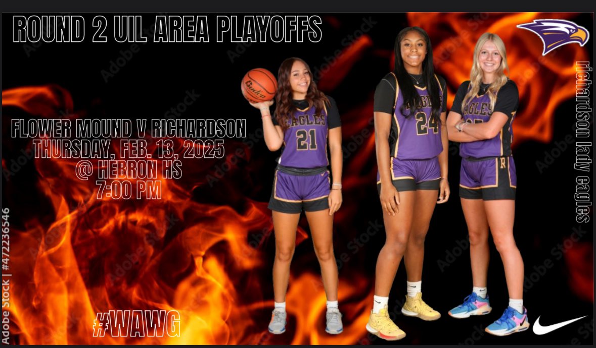 RHS Girls Basketball (@le_hoops) on Twitter photo UIL Area Playoffs ⬆️ next…
Let’s Goooooooo ‼️<a href="/LE_HOOPS/">RHS Girls Basketball</a>
Flower Mound v Richardson
📅: Thursday, Feb. 13
📍: Hebron HS
⏰: 7:00 PM
<a href="/RichardsonHS1/">Richardson HS</a> <a href="/RHS_StayPurple/">Richardson HS Eagle Athletics</a>
<a href="/RichardsonISD/">Richardson ISD</a>
<a href="/Coach_Miracle/">Eric Miracle</a> <a href="/Coach_KHolloway/">Coach_KHolloway M.Ed</a>
<a href="/Choat311/">Chris Choat</a>
#WAWG UIL Area Playoffs ⬆️ next…
Let’s Goooooooo ‼️<a href="/LE_HOOPS/">RHS Girls Basketball</a>
Flower Mound v Richardson
📅: Thursday, Feb. 13
📍: Hebron HS
⏰: 7:00 PM
<a href="/RichardsonHS1/">Richardson HS</a> <a href="/RHS_StayPurple/">Richardson HS Eagle Athletics</a>
<a href="/RichardsonISD/">Richardson ISD</a>
<a href="/Coach_Miracle/">Eric Miracle</a> <a href="/Coach_KHolloway/">Coach_KHolloway M.Ed</a>
<a href="/Choat311/">Chris Choat</a>
#WAWG