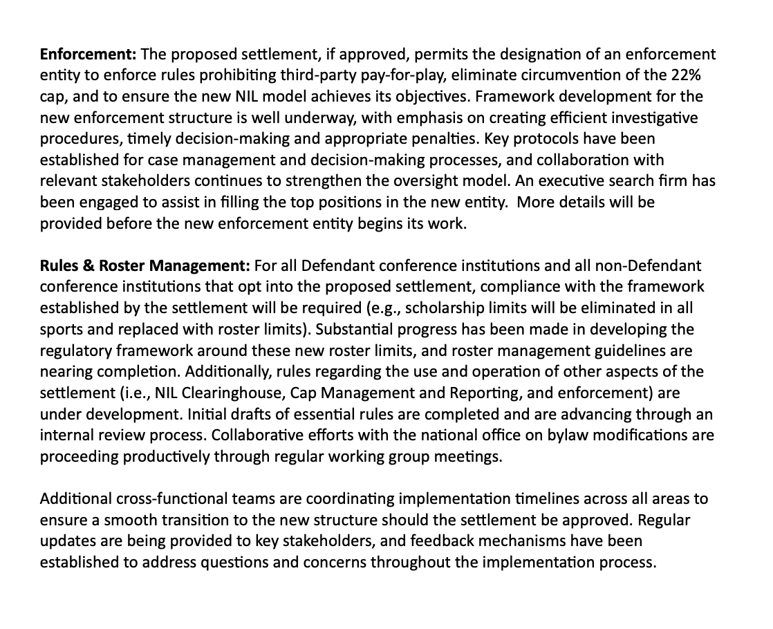 The NCAA also sent to DI members today a letter detailing the House transition team's work in developing a new LLC to manage &amp; enforce the industry's new rev-share system.

<a href="/YahooSports/">Yahoo Sports</a> story on this from last week - bit.ly/3WP1OPQ