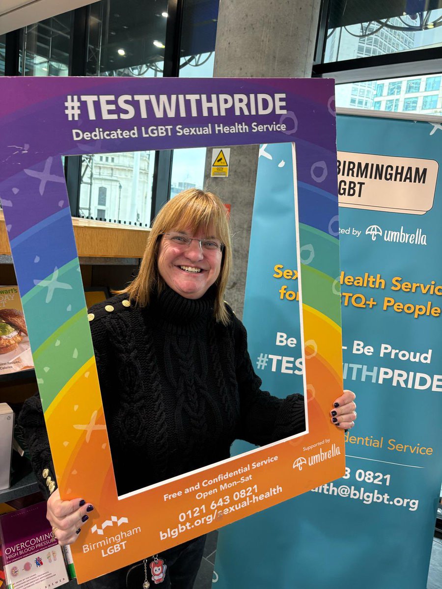 birminghamlgbt's tweet photo. Some of our lovely sexual health team were at the @LibraryofBham today offering sexual health advice to the city! @UmbrellaHealth
This week is @thtorguk National HIV Testing Week, pop to our centre for a rapid HIV test #TESTWITHPRIDE
🏳️🌈🏳️⚧️Check out more https://t.co/iQkERyZUxb https://t.co/SmbmVOAmlB