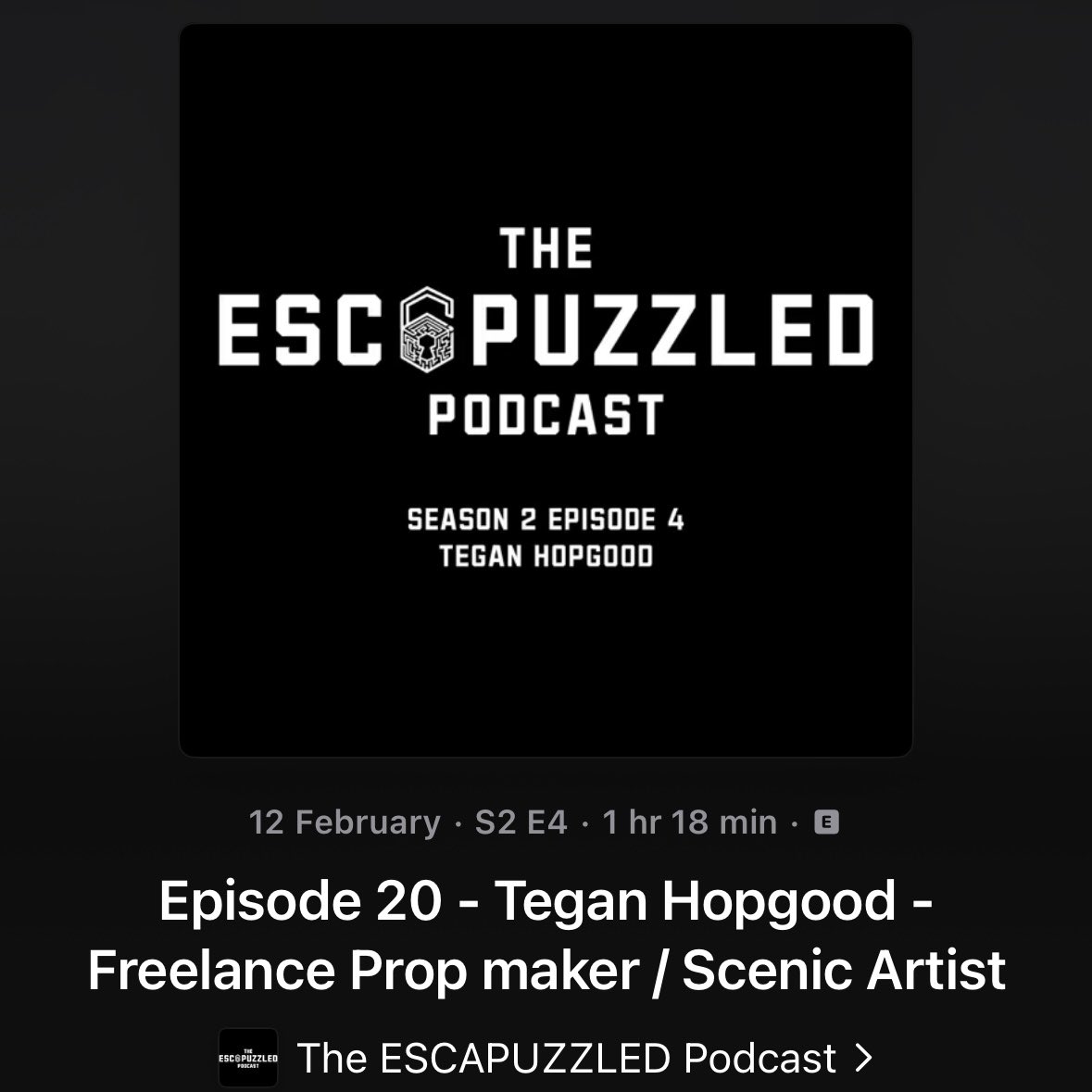 Joining us today is Tegan Hopgood - Freelance prop designer and Experience / Production Manager

Tune in to hear us talk about all things prop design, working with escape room clients and her experience working as a gamesmaster...

open.spotify.com/episode/7s9B2D…
