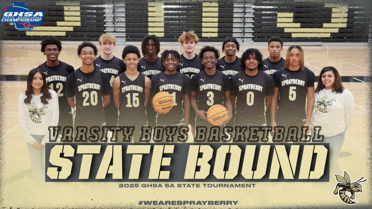 With last night's win in the Region 6-5A Tournament, Varsity Boys Basketball is STATE BOUND!!  
🖤💛🐝🏀
#shspositiveposting #wearesprayberry