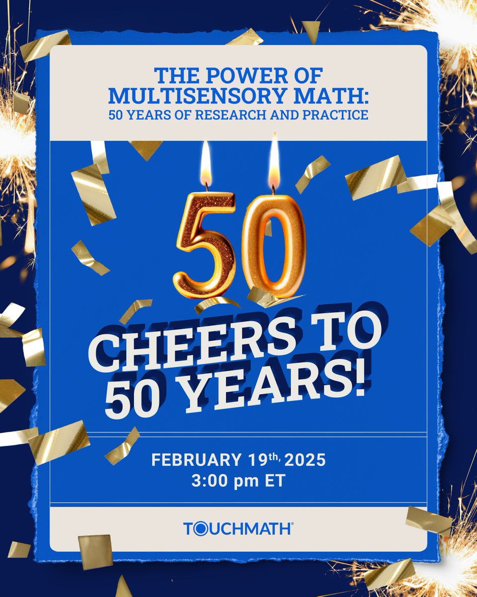 We’re turning 50 and celebrating with a free virtual event on multisensory math strategies that make a difference!  🎉 

📌 Learn how to: 
✅ Implement a multi-sensory curriculum 
✅ Apply the CRA model 
✅ Personalize math instruction 

 Register now: hubs.ly/Q036gg230