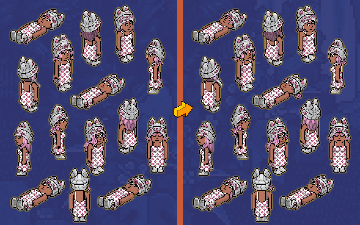 hey hey community, our artists have continued to edit more hairstyles to make them fit better with the various hats we have in habbo:

⦿ [Old, unnamed HC hair]
⦿ Fairy Locks
⦿ Spring Fever Waves
⦿ Floral Ponytail
⦿ Half Tied Hair
⦿ Two-Tone Curls
⦿ Long Wavy Locks (both