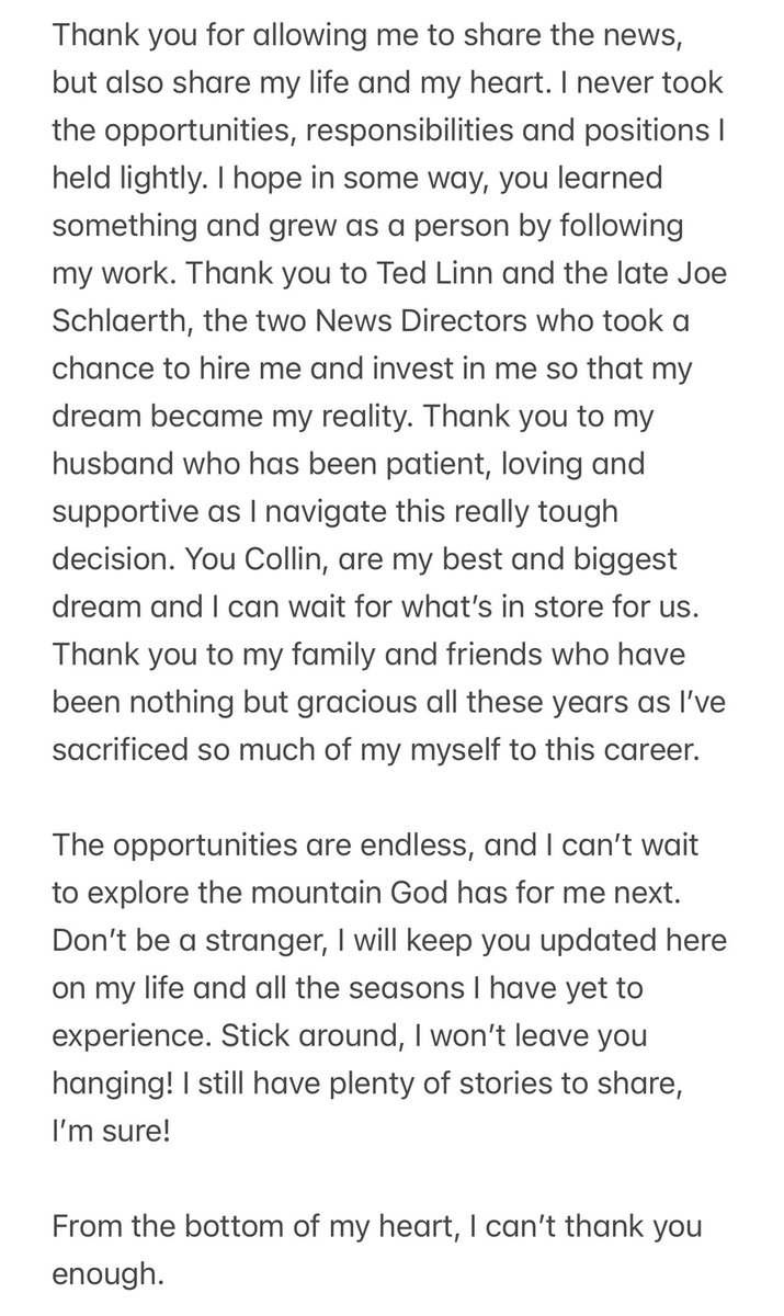 From the bottom of my heart, thank you! Time to pursue what’s next! Farewell TV…