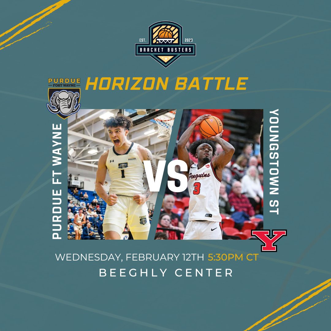 Bracket Busters (@bbustershoops) on Twitter photo We have a huge battle between Purdue Fort Wayne (<a href="/MastodonMBB/">Purdue Fort Wayne Mastodons Basketball</a>) and Youngstown State (<a href="/YSUMensHoops/">YSU Men's Basketball</a>) today at 5:30pm CT.
The Mastodons come in at 18-8 and 11-4 in the conference, while Youngstown State sits at 16-10 and 10-5 in conference. We have a huge battle between Purdue Fort Wayne (<a href="/MastodonMBB/">Purdue Fort Wayne Mastodons Basketball</a>) and Youngstown State (<a href="/YSUMensHoops/">YSU Men's Basketball</a>) today at 5:30pm CT.
The Mastodons come in at 18-8 and 11-4 in the conference, while Youngstown State sits at 16-10 and 10-5 in conference.