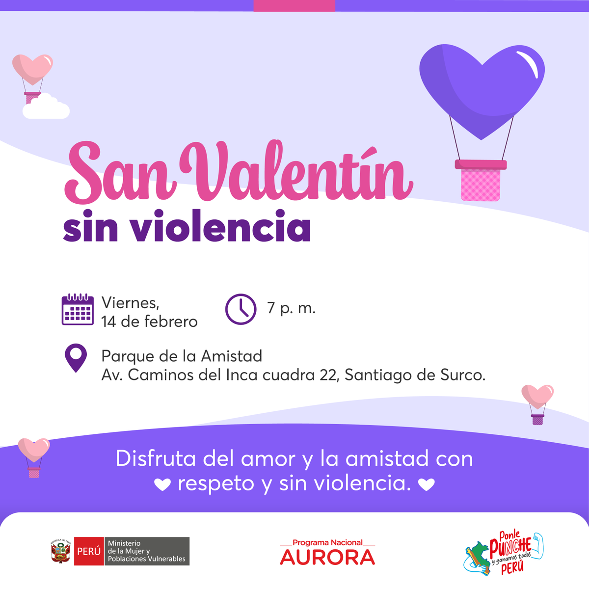 MimpPeru's tweet photo. 📱✨ Si revisan tu celular, redes o correos sin tu permiso, ¡alerta! #ElAmorNoEsControl
Aprende a identificar las señales. Disfruta del amor y la amistad con respeto y sin violencia. 💜¡Vive un #SanValentín diferente!
⏰ 7 p. m.
📍 Parque de la Amistad, Santiago de Surco
🌟 ¡Te esperamos! ❤️ #SanValentínSinViolencia