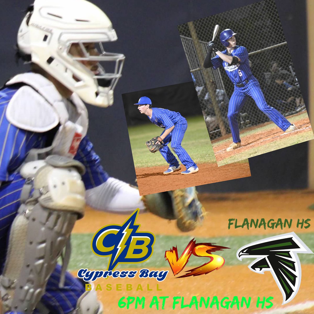 We are back in action tonight. Varsity travels to Flanagan HS to take on the Falcons! Game time is 6PM. Come out and support the boys in blue!! Go ⚡️⚾️!!