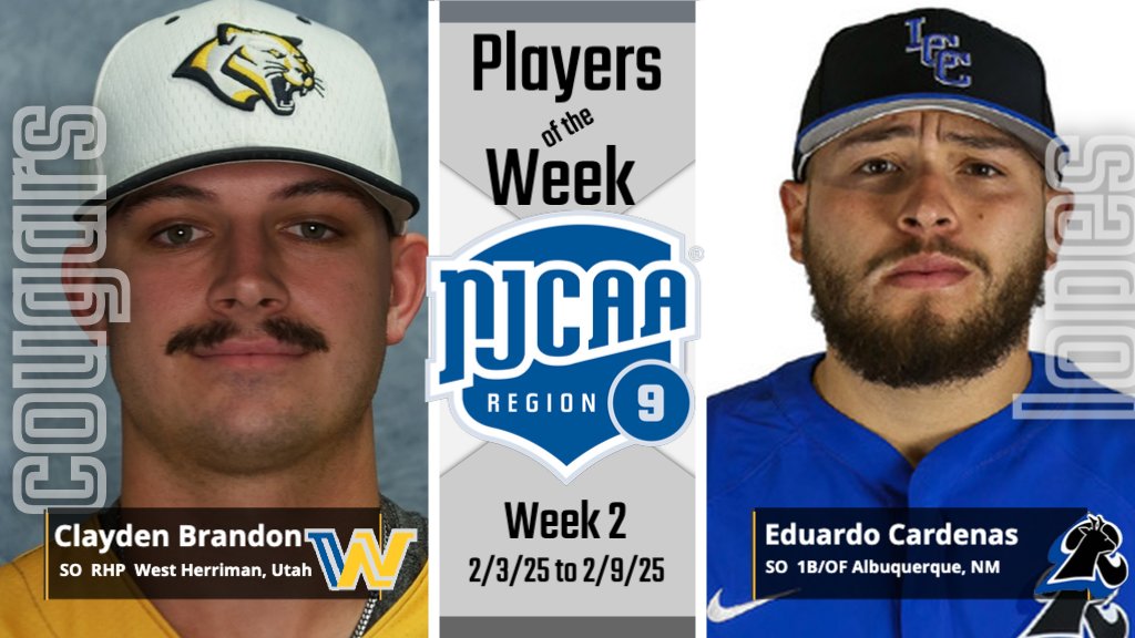 Region 9 Baseball announced the "Players-of-the-Week"  – Congratulations to Clayden Brandon from Western Nebraska Community College
<a href="/WNCCbaseball/">WNCC Baseball</a> 
and Eduardo Cardenes from Lamar Community College
<a href="/LamarCCBaseball/">LamarCC Baseball</a> 

- read more at region9athletics.com/general/2024-2…