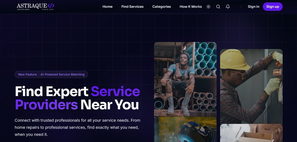 I am working on building a local services marketplace app, on my day 3 of making, using NextJS and Supabase.
This is what I am having for the landing page so far, what do you think?