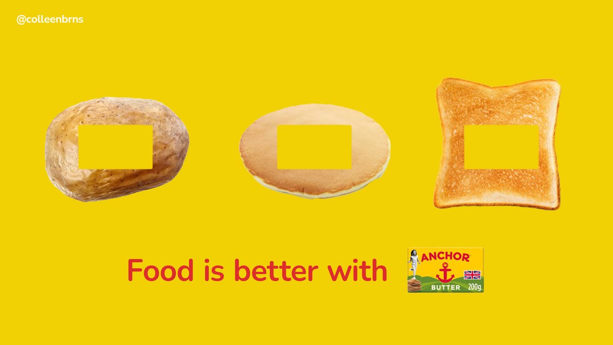 One Minute Brief of the Day: Create posters to advertise #Butter 🧈 Food is just better with butter <a href="/OneMinuteBriefs/">One Minute Briefs ⏱️</a>